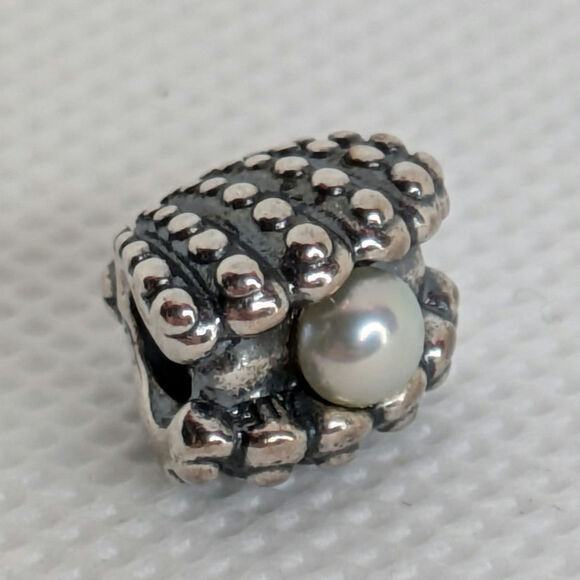PANDORA Shell Pearl Charm in Sterling Silver - Picture 2 of 4